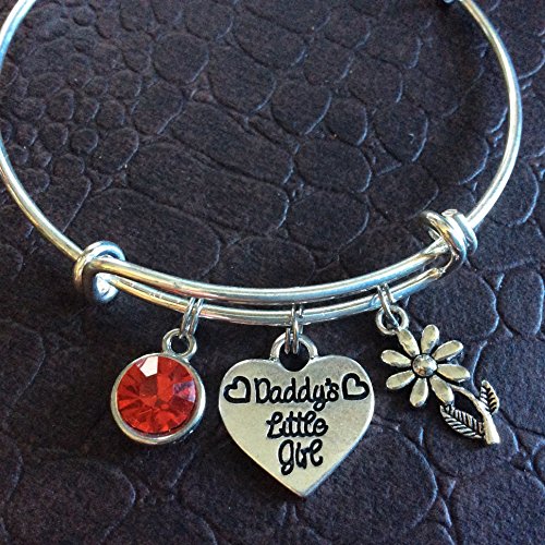Daddy's Little Girl with Ruby July Birthstone Expandable Charm Bracelet