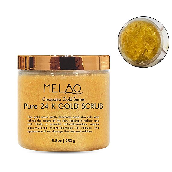 24K Gold Body & Facial Scrub,Anti Aging Face and Body Scrub Formula Helps Bringing Youthful Radiance 8.8 Oz By Aolvo