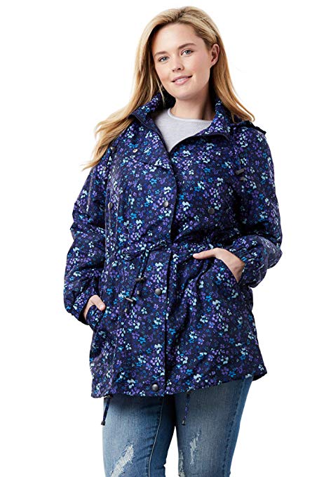 Woman Within Plus Size Women's Plus Size Fleece-Lined Taslon Anorak