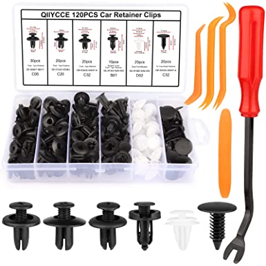 QIIYCCE-120PCS Car Clips,Plastic Rivets,6 Popular Sizes of Car Body Fixed Clip Bumpers,and Replacement Parts of Car Fenders are Applicable to Most Models