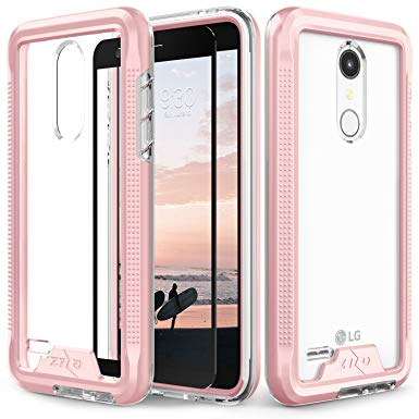 Zizo ION Series Compatible with LG K30 Case Military Grade Drop Tested with Tempered Glass Screen Protector LG Harmony 2 Case Rose Gold Clear