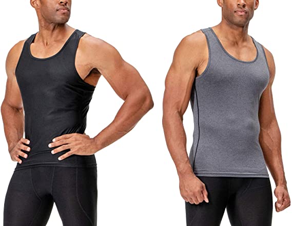 DEVOPS 2~3 Pack Men's Muscle Dri Fit Compression Tank Top