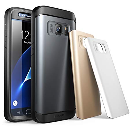 Supcase Galaxy S7(2016) Case Water Resistant Full-body Rugged with Built-in Screen Protector,3 Interchangeable Covers (Gun Metal/Silver/Gold)