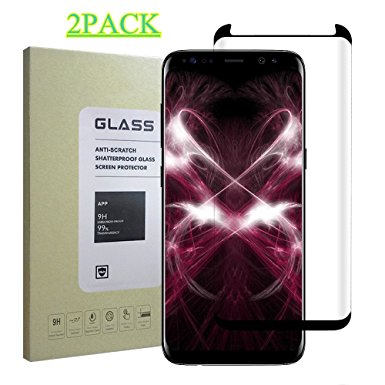 Black Galaxy S8 Screen Protector,[Case Friendly][Scratch Resistant][3D Curved] HD Clear Glass Screen Protector for Samsung Galaxy S8-Black 2Pack