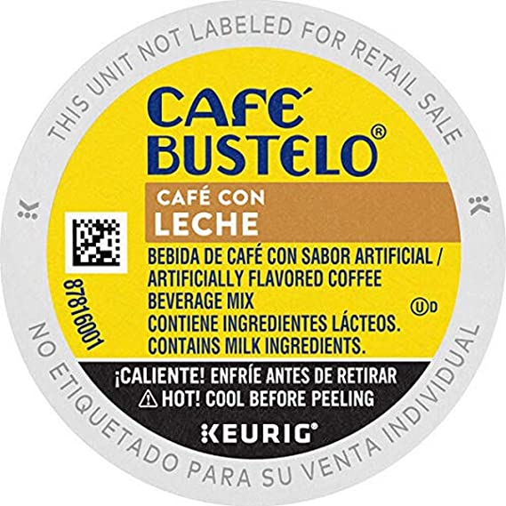 Café Bustelo Café con Leche Flavored Espresso Style Coffee, 24 K Cups for Keurig Coffee Makers