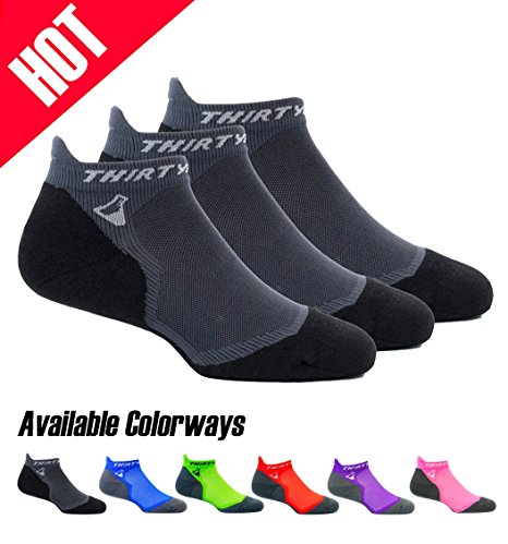 Thirty48 Ultralight Athletic Running Socks for Men and Women with Seamless Toe, Moisture Wicking, Cushion Padding