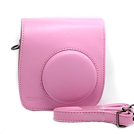 CAIUL Compatible Vintage Comprehensive Protection Case Bag for Fujifilm Instax Mini 25/26 Camera Case (Pink)