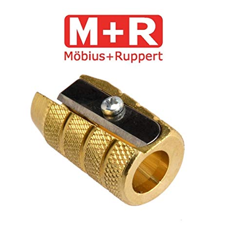 Mobius & Ruppert Solid Brass Pencil Sharpener Round Grenade Bullet Style Heavy Duty Sharpener 5111 (Single Barrel)