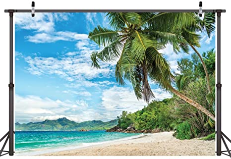 LYWYGG 7x5FT Summer Tropical Beach Photography Backdrops Hawaii Beach Photography Props Photo Backdrop for Picture Backdrops for Parties Backdrop Outdoor Photography Backdrop CP-8