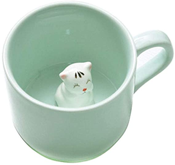 Panda 3D Animal Cup Coffee Mug Comes with a cute Panda Inside Creative Morning Mug Animal Cup for Hot and Cold Tea Milk Coffee Perfect for Kids Decorations Best Office Cup 8 Ounce (Cat)