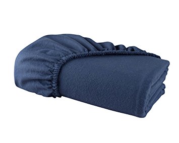 Flannel FITTED Sheet by DELANNA Queen 100% Brushed Cotton All Around Elastic 1 Fitted Sheet (60"x80") (QUEEN, NAVY)