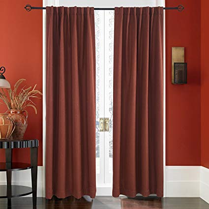 Lullabi Premium Collection, Thermal Tweed, Grasscloth Texture, Room Darkening Window Curtain Drapery, Back Tab, 84-inch Length 50-inch Width (Burgundy,2 Panels)