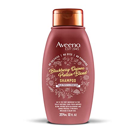 Aveeno Scalp Soothing Blackberry Quinoa Protein Blend Shampoo for Color Protect and Strengthen, Sulfate Free Shampoo, No Dyes or Parabens, 12 fl. oz