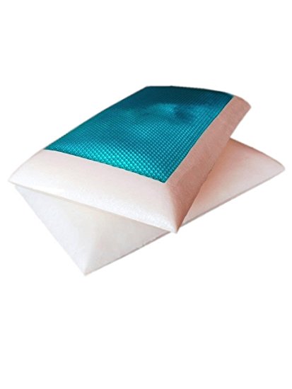 2 Pack Standard / Queen Solid Memory foam Bed Pillow with Cooling Blue Gel Top Surface   White Cover Cases