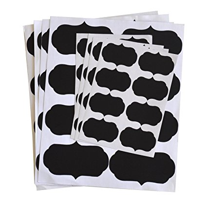 Beasyjoy Waterproof 64-Piece Small and Big Size Reusable Adhesive Chalkboard Stickers