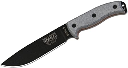 ESEE Knives 6P Fixed Blade Knife w/Molded Polymer Sheath (Black Blade/Black Sheath)