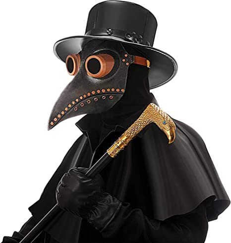 PartyHop Plague Doctor Mask, Black Bird Beak Steampunk Gas Costume R14