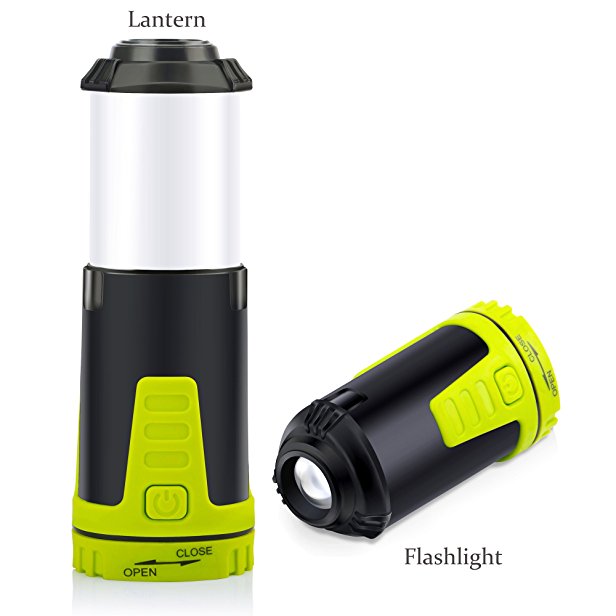 Likorlove LED Flashlight Lantern, 2 in 1 Flashlight with 5 Modes (High, Medium, Strobe, Red Light and Strobe Red) for Camping, Emergencies, Hurricanes, Power Outage