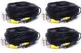 VideoSecu 4 Pack 150 Feet Pre-made All-in-One Video Power CCTV Security Camera Cables with BNC to RCA Adapter Connector 1OA
