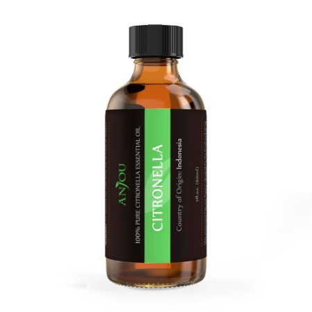 Anjou Citronella Essential Oil 2 fl. Oz / 59 ml - 100% Pure, Natural (Therapeutic Grade, Aromatherapy, DIY, Mosquito Repellent, Sunburn Soothing)
