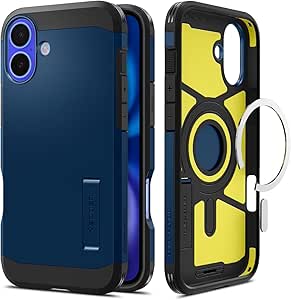 Spigen Tough Armor (Ai) MagFit Designed for iPhone 16 Case [Kickstand] [Military-Grade Protection] Compatible with MagSafe - Navy Blue