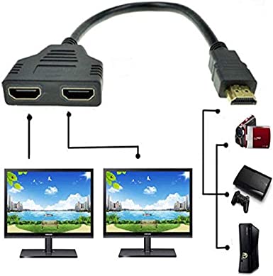 HDMI Cable - HDMI Splitter 1 in 2 Out/HDMI Splitter Adapter Cable HDMI Male to Dual HDMI Female 1 to 2 Way, Support Two TVs at The Same Time, Signal One in, Two Out by ZDHSOY