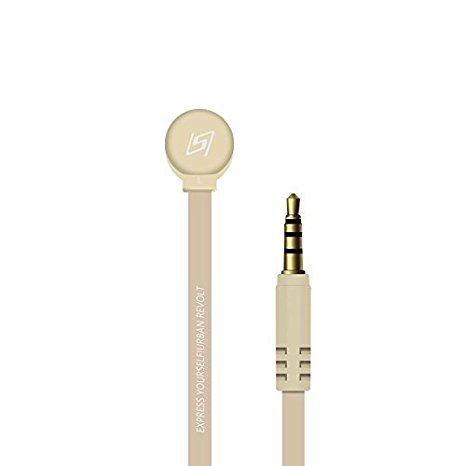 Honsenn In-Ear Earbuds with Mic, Tangle-Free Wired Earphones for iPhone, iPad, iPod, Samsung Galaxy, Android Smartphones, Tablets, Computers (Gold)