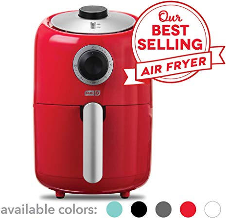 Dash Compact Air Fryer 1.2 L Electric Air Fryer Oven Cooker with Temperature Control, Non Stick Fry Basket, Recipe Guide   Auto Shut off Feature - Red (Renewed)