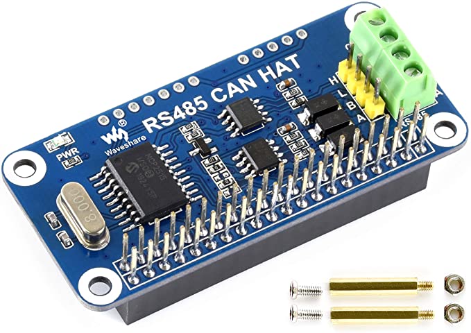 RS485 CAN HAT for Raspberry Pi 4B/3B /3B/2B/B /A /Zero/Zero W/WH,Allow Long-Distance Communication via RS485/CAN Function Onboard CAN Controller MCP2515 via SPI Interface Transceiver SN65HVD230