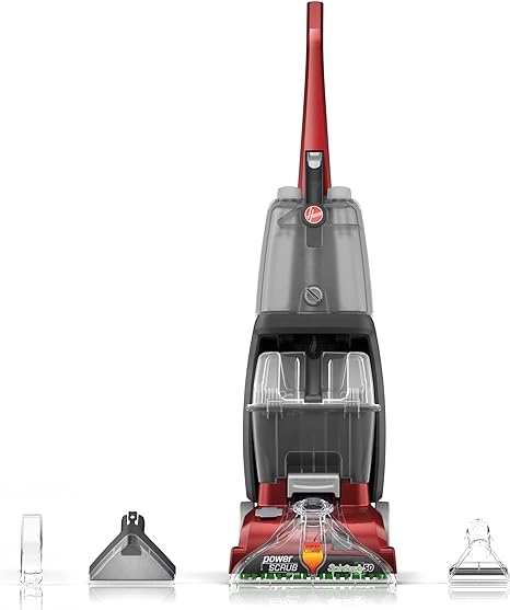 Hoover PowerScrub Deluxe Carpet Cleaner Machine, with Multi-Purpose Tools, Powerful Suction, Deep Cleaning Upright Shampooer, Pet Stain Remover, FH50150NC, Red