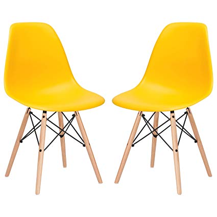 Poly and Bark Vortex Side Chair, Yellow, Set of 2