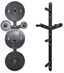 Signature Fitness Weight Plate Storage Rack, Weight Plate Holder Wall Mounted Bumper Plate Storage for Home Gym, Fit 2" Olympic Plates