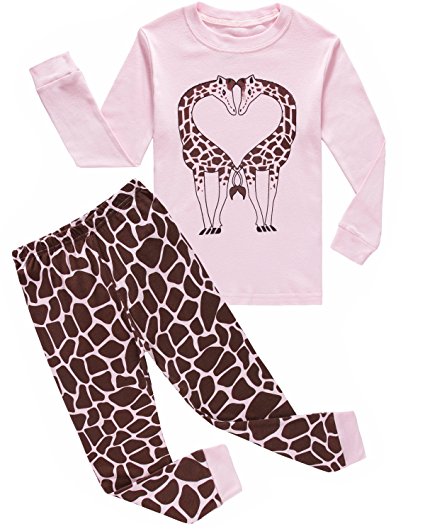 Family Feeling Zebra Little and Big Girls 2 Piece 100% Cotton Pajamas Sets Kids Pjs