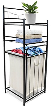 Sorbus Bathroom Tower Hamper - Features Tilt Laundry Hamper and 2-Tier Storage Shelves - Great for Bathroom, Laundry Room, Bedroom, Closet, Nursery, and more