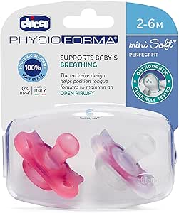 Chicco Physioforma Mini Soft Chupete De Silicona 2-6 Meses, 2 Piezas, Juego De Chupetes Para Recién Nacidos,Ayuda A La Respiración Fisiológica Y Favorece El Desarrollo De La Boca, Rosa