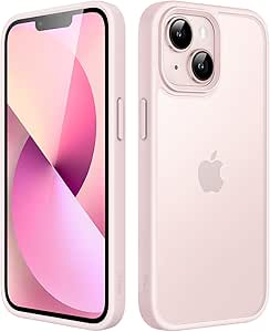 JETech Coque Mat pour iPhone 13 Mini 5,4 Pouces, Protection Antichoc Qualité Militaire, Étui Housse Arrière Translucide Givrée, Anti-Empreintes Digitales (Rose)