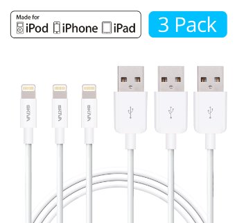 Apple MFi Certified Lightning Cables [3-Pack] - Skiva USBLink (3.2 ft / 1m) Fastest Sync and Charge 8-pin Cable for iPhone 6 6s Plus 5s 5c 5 SE, iPad Pro Air mini, iPod touch nano & more [Model:CB114]