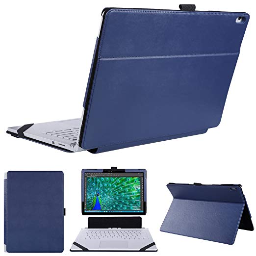 KuRoKo Case for Surface Book 1/2,2 in 1 Kickstand Book Style case for Mirosoft Surface Book 2/1 13.5 inch Laptop (V2(Navy))