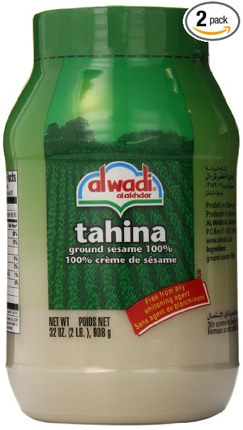 Al Wadi Tahina, Ground Sesame 100%, 32-Ounce Jars (Pack of 2)
