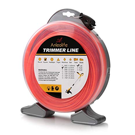 Anleolife 1-Pound Commercial Square .080-Inch-by-960-ft String Trimmer Line Donut,with Bonus Line Cutter, Orange
