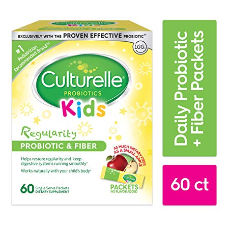 Culturelle Kids Regularity Probiotic & Fiber Dietary Supplement | Helps Restore Regularity & Keeps Kids’ Digestive Systems Running Smoothly* | Works Naturally with Child’s Body* | 60 Single Packets