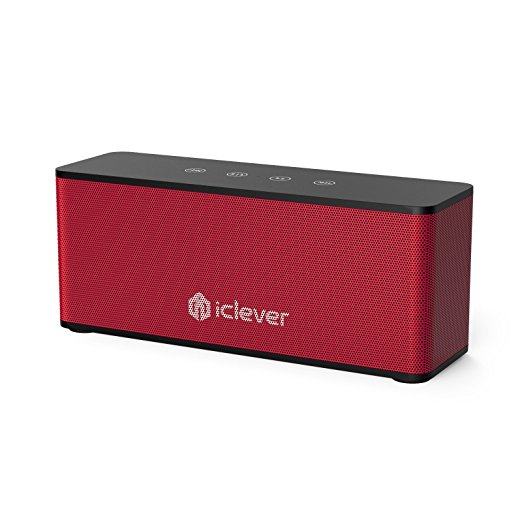 iClever BoostSound Bluetooth V4.2 Speaker (BTS08), 20W Premium Stereo Wireless Speaker from Dual 10W Passive Driver with 14 Hour Playtime-Black and Red