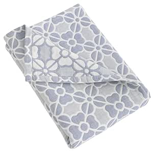 NTBAY 3 Layer Toddler Blanket, Muslin Cotton Jacquard Bed Blankets, Lightweight Thermal Baby Blanket, Super Soft and Warm Crib Blanket for All Seasons, Decoration Gift, 30"x40", Blue Clover