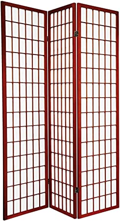 Legacy Decor Japanese Oriental Style Room Screen Divider, 3 Panels, Cherry Color
