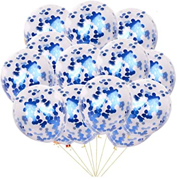 Blue Confetti Balloons 40 pack, 12 Inch Latex Party Balloons with Confetti Dots for Graduation Party Wedding Baby Shower Birthday Carnival Party Decoration Supplies