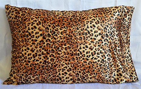 Creative 2 Pieces of Solid Soft Silky Satin Pillow Cases King - Leopard Skin