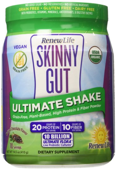 Renew Life Skinny Gut Ultimate Shake, Natural Chocolate, 14.5 Ounce