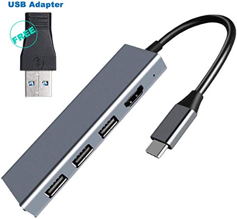 USB C Hub – FAGORY 7-in-1 Aluminum 4K USB C to HDMI Adapter with 3 USB port, SD/TF Card Reader, USB Connector for MacBook Pro/Air, Samsung, USB-C Devices, Nintendo and More