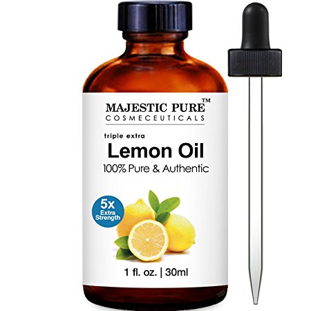 Majestic Pure Lemon Essential Oil, 100% Pure & Natural Therapeutic Grade 5x Extra Strength, 1 Fluid Ounce