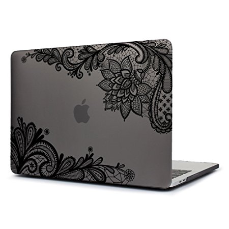 Dongke New MacBook Pro 13 Case 2017 & 2016 Release,Stylish Lace Design for Lady Frosted Sleeve Cover for Apple MacBook Pro 13 inch with /without Multi-Touch Bar (Model:A1706/A1708) (Grey)